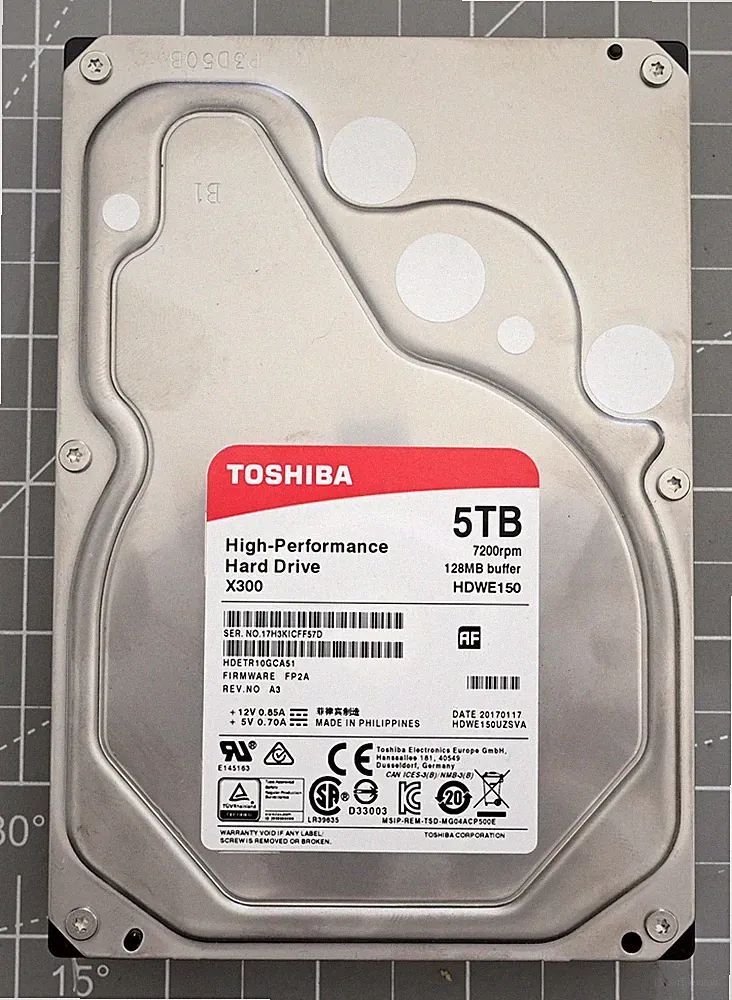 Used/Tested/Wiped/Formatted Toshiba 5TB SATA drive X300 HDETR10GCA51