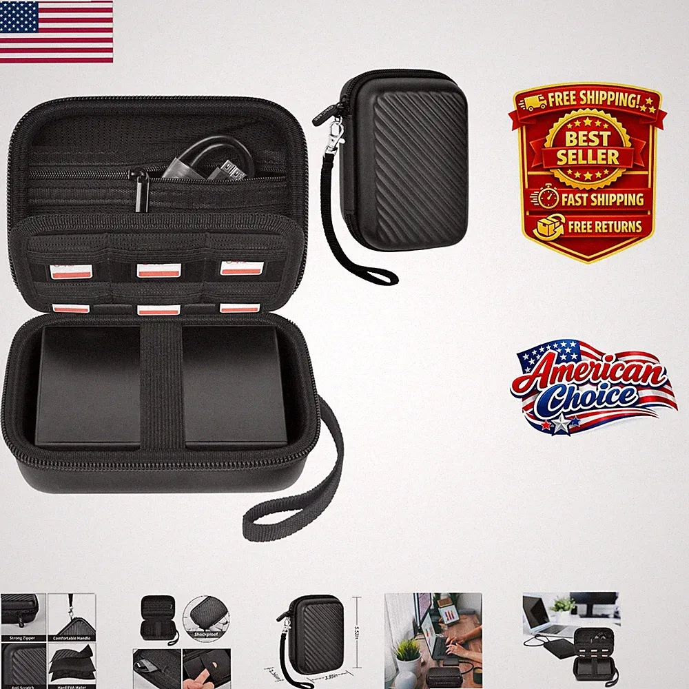Water-Resistant Portable Hard Drive Organizer Case for Seagate & Toshiba